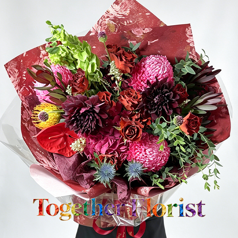 大麗花混搭牡丹菊，繡球花束fl0000-XH0369