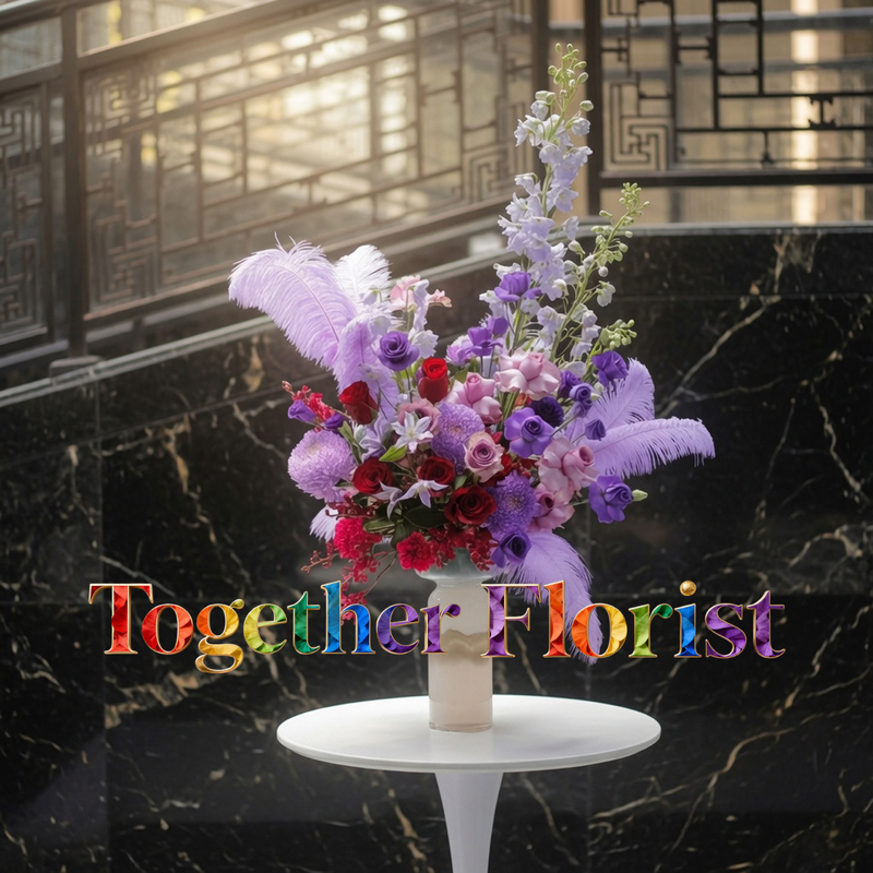 紅色玫瑰混搭紫色桔梗，牡丹菊DIY花材包 fl0000-DIYHCB004