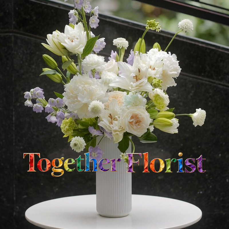 芍藥混搭重瓣百合，白色玫瑰DIY花材包 fl0000-DIYHCB005