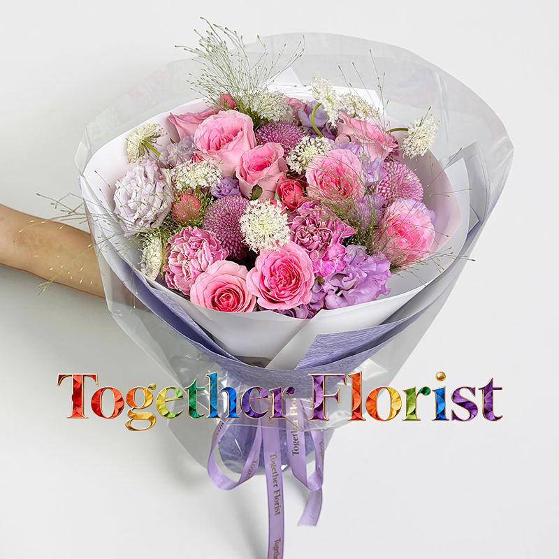 Roselle roses mixed with ping-pong chrysanthemums, color-absorbing carnation bouquet fl0000-XH0399