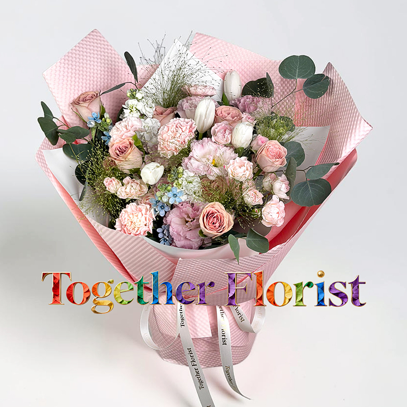 Tulips mixed with carnations, cappuccino rose bouquet fl0000-XH0400