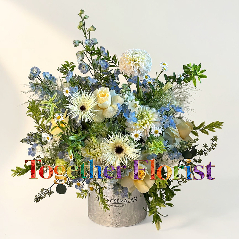 A blend of daisies, cream-colored roses, and dahlias DIY flower material kit fl0000-DIYHCB006
