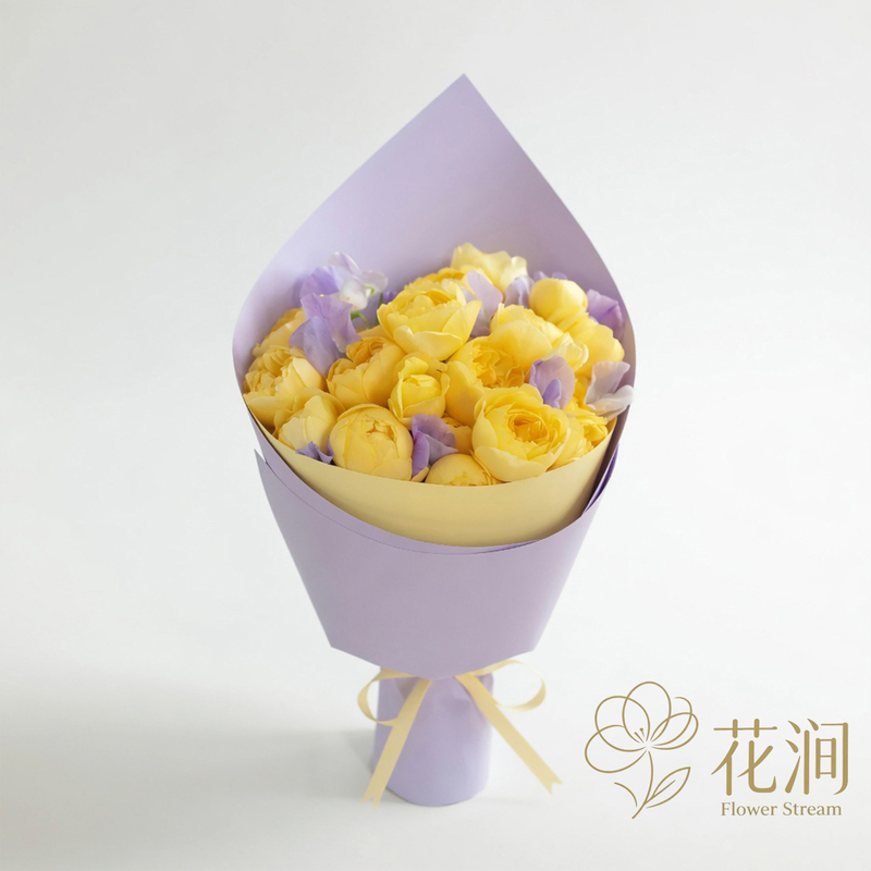 Cream cup rose mixed with clematis bouquet fl00028-SF-0019