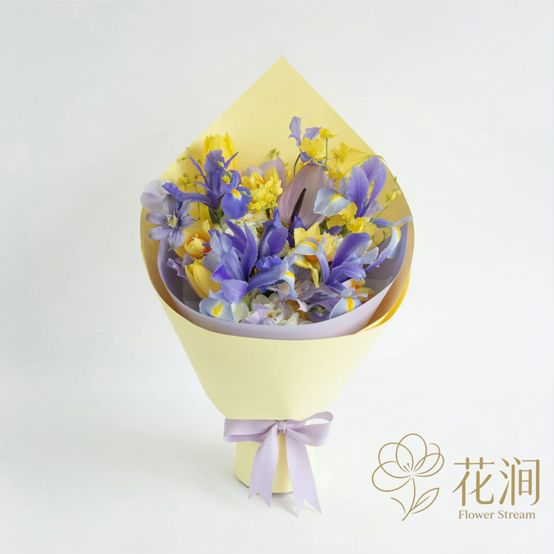 鐵線蓮混搭鳶尾，鬱金香花束fl00028-SF-0018