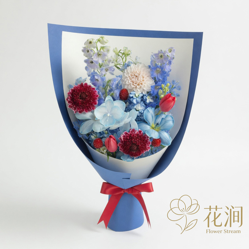 蝴蝶蘭混搭鬱金香，大麗花花束fl00028-SF-0005