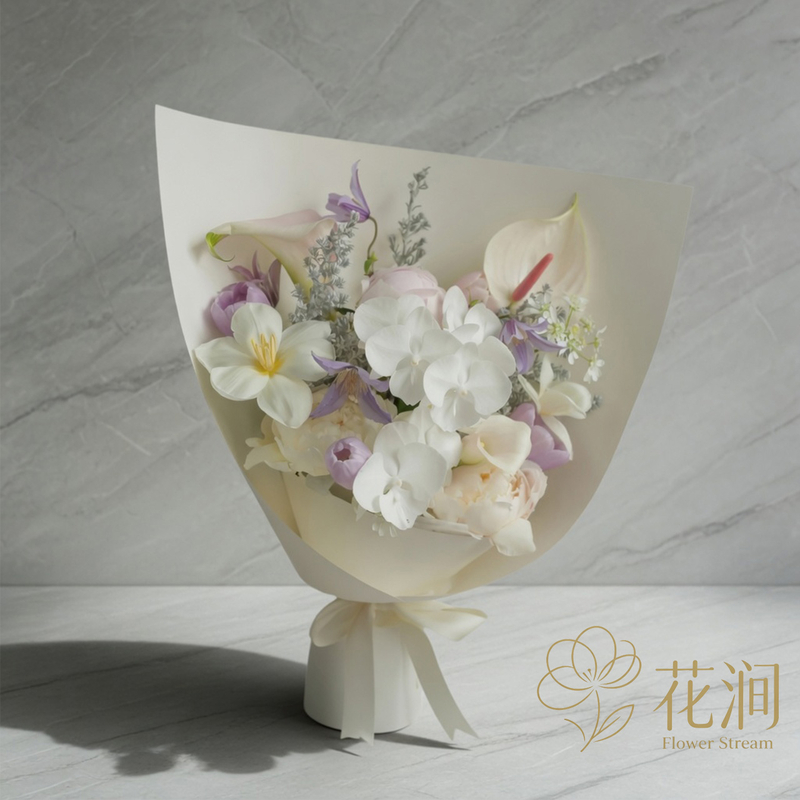 蝴蝶蘭混搭鬱金香，芍藥花束fl00028-SF-0004