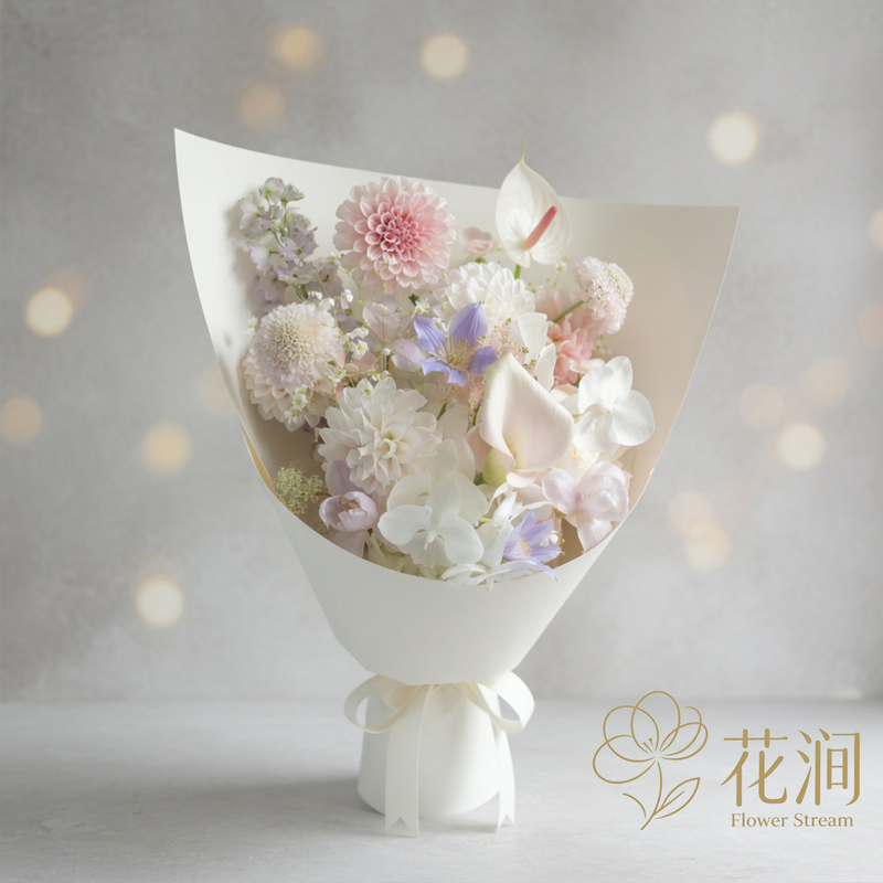 大麗花混搭馬蹄蓮，蝴蝶蘭花束 fl00028-SF-0001