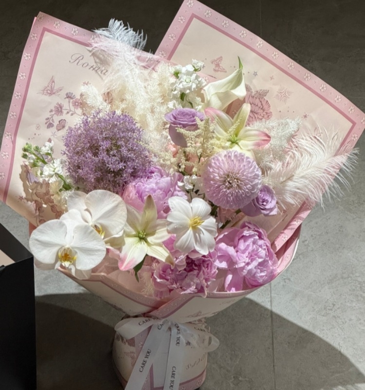 【花漾】蝴蝶蘭粉紫色混搭送長輩閨蜜朋友紀念日鮮花花束