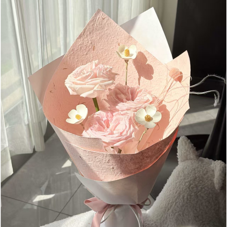 【粉韻盈香】粉玫瑰白花點綴生日禮物韓式花束（廣州鮮花）