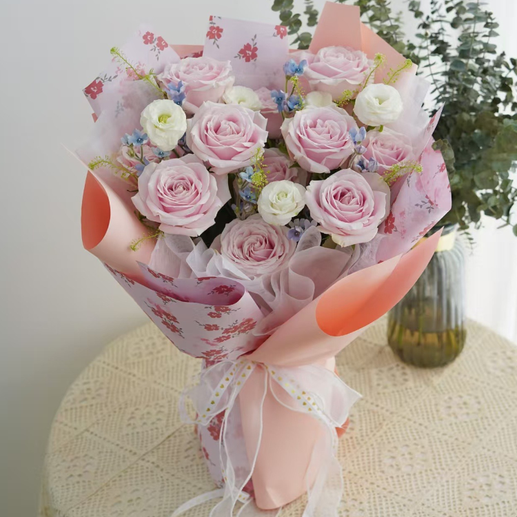 【伊人】粉色系列玫瑰花花束送閨蜜求愛紀念日鮮花（廣州鮮花）