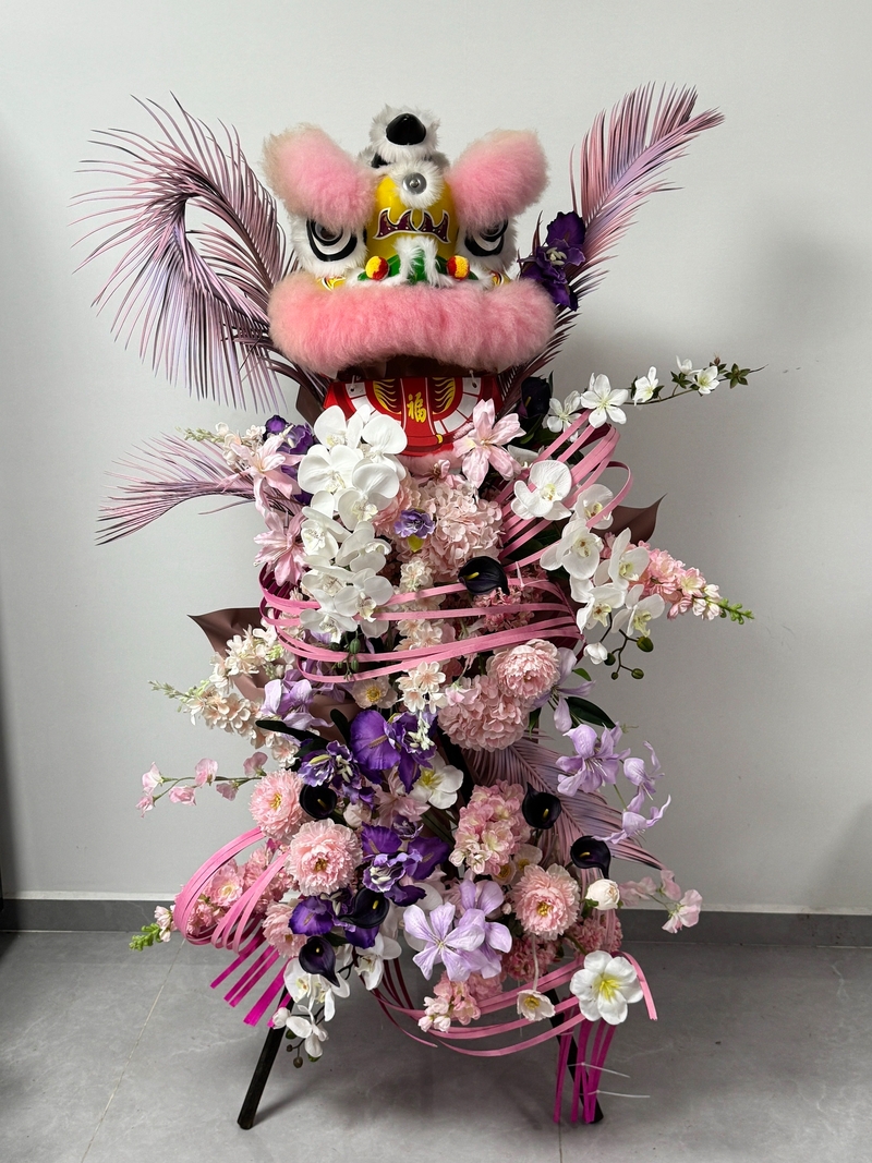 醒獅仿真花開業喬遷粉絲應援花籃 摆放时间持久