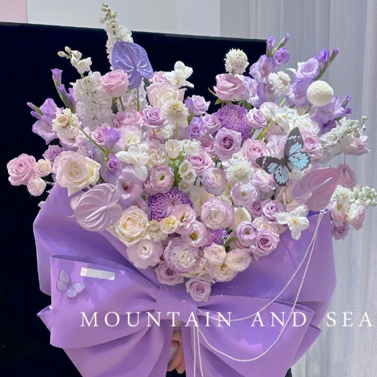 【戀戀星河】蝴蝶結玫瑰混搭花束祝福花束告白花束生日花束情人節花束
