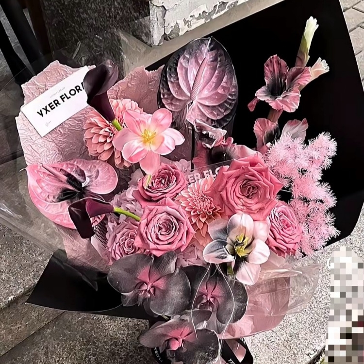 【粉霧迷蹤】高級粉黑色系混搭花束告白花束祝福花束約會花束情人節花束