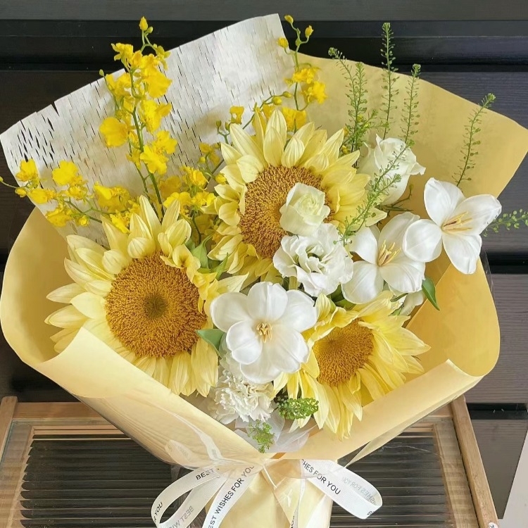 【流金夢境】奶油向日葵混搭花束祝福花束教師節花束生日花束