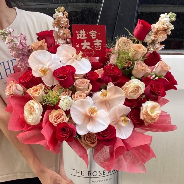【好運花魔方】玫瑰蝴蝶蘭混搭花禮盒祝福花束生日花束情人節花束母情節花束