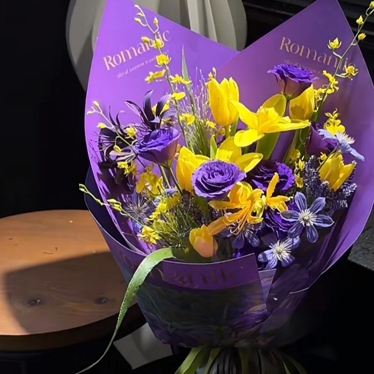 【怦然心動】紫黃色系鬱金香混搭花束祝福花束約會花束生日花束情人節花束