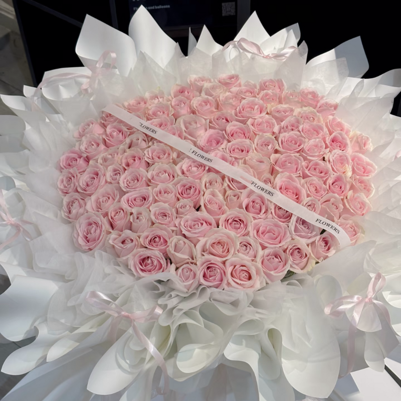 99枝粉色玫瑰花束(fl00006-031)