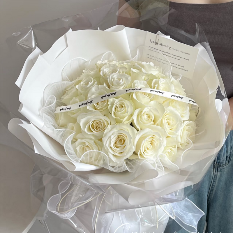 33枝白色玫瑰花束(fl00006-037)