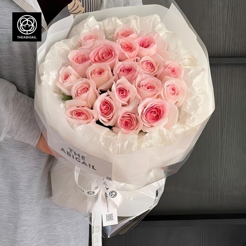 19枝粉色玫瑰花束(fl00007-003)