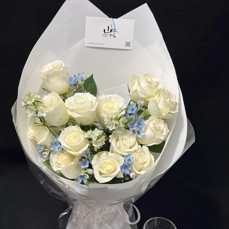 13 white roses Mix Flower Bouquet(fl00018-033)