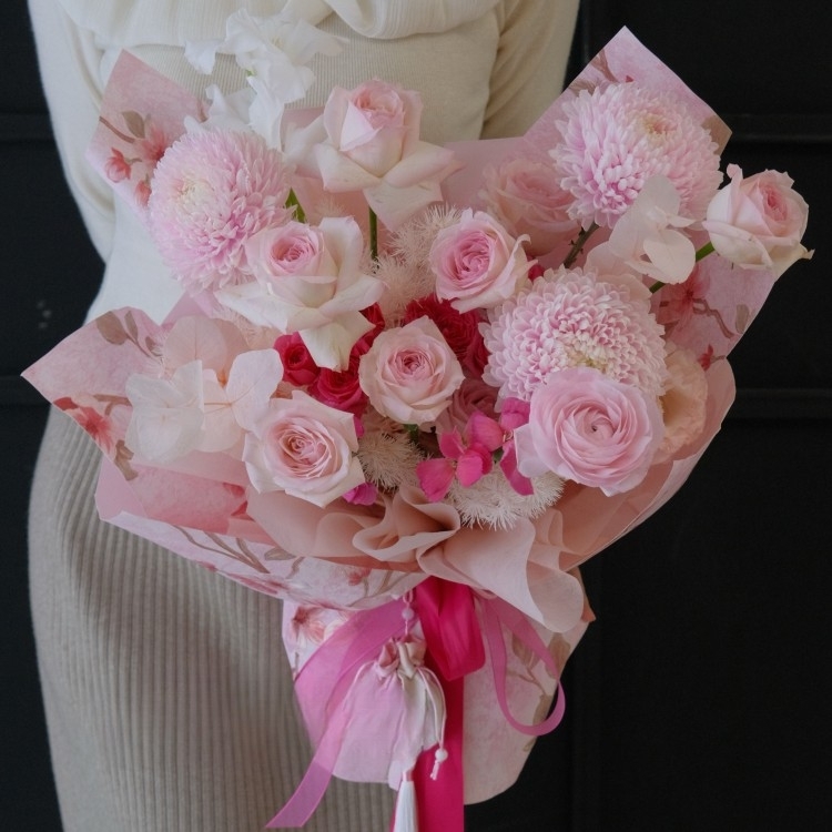 Peony and Pink Rose Mixed Bouquet(fl00022-0061)