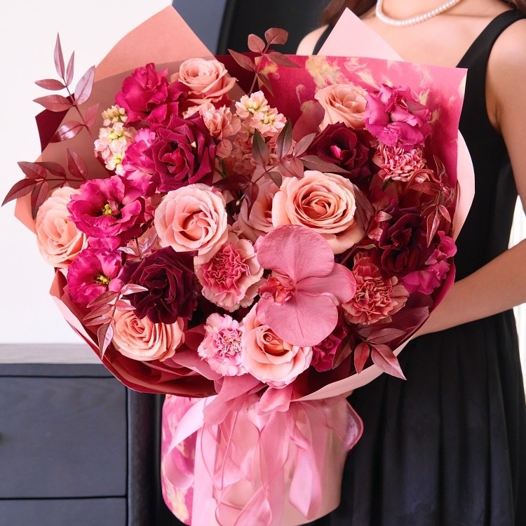 Phalaenopsi  (Spray Color) and Rose Mixed Bouquet(fl00022-0066)