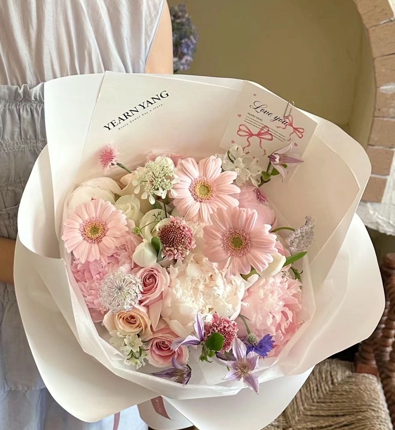 芍藥混搭玫瑰、小菊花束fl00025-0033)