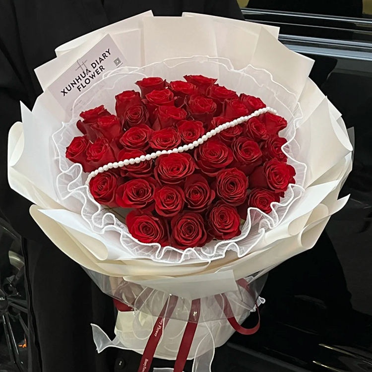33枝高原紅玫瑰花束(fl00005-020)
