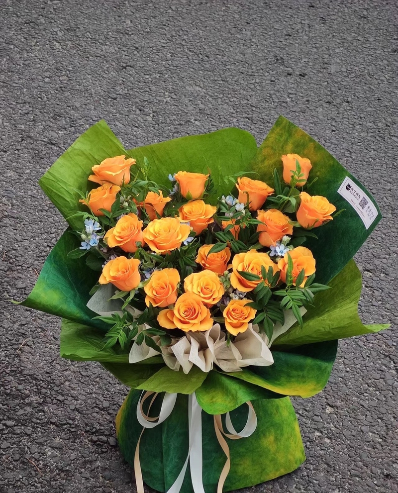 20枝橘色玫瑰花束(fl00011-0014)