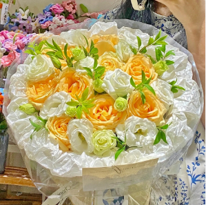 香檳玫瑰混搭桔梗花束(fl00016-020)