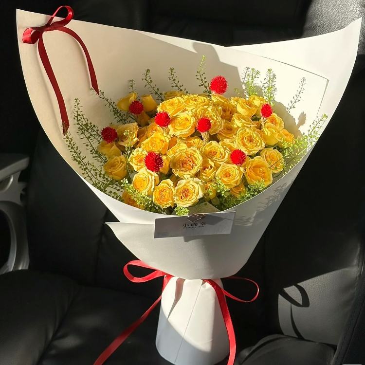 黃色多頭玫瑰花束(fl00023-0014)