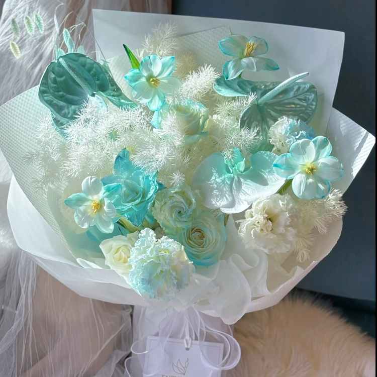 玫瑰混搭鬱金香、蝴蝶蘭（噴色）花束(fl00023-0010)