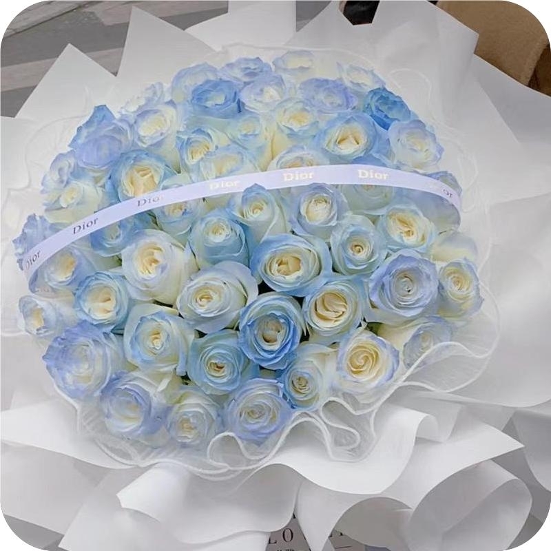 52枝碎冰藍玫瑰（噴色）花束(fl00015-0026)