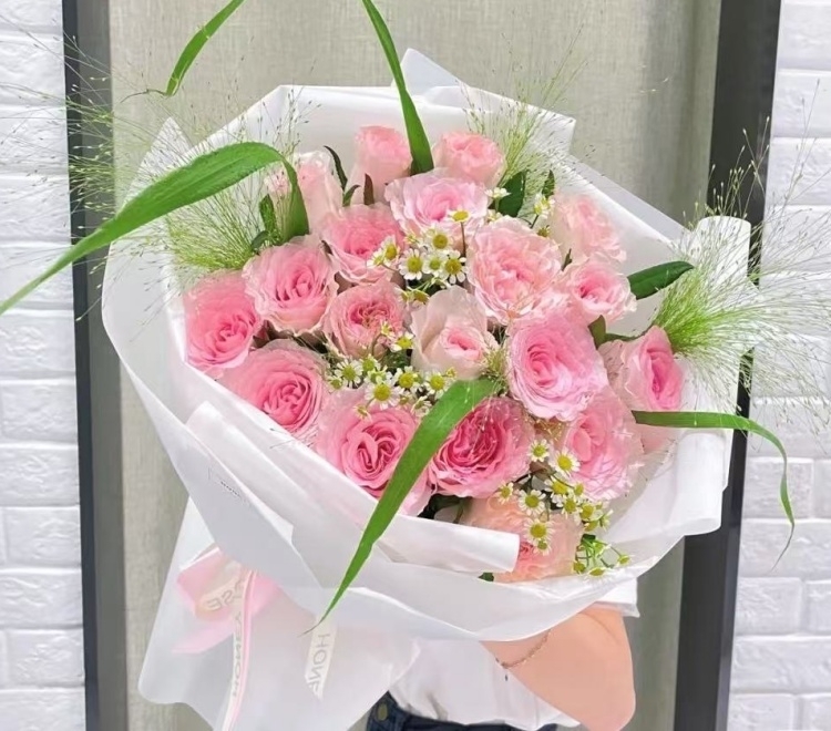 粉色玫瑰混搭雛菊花束(fl00014-004)