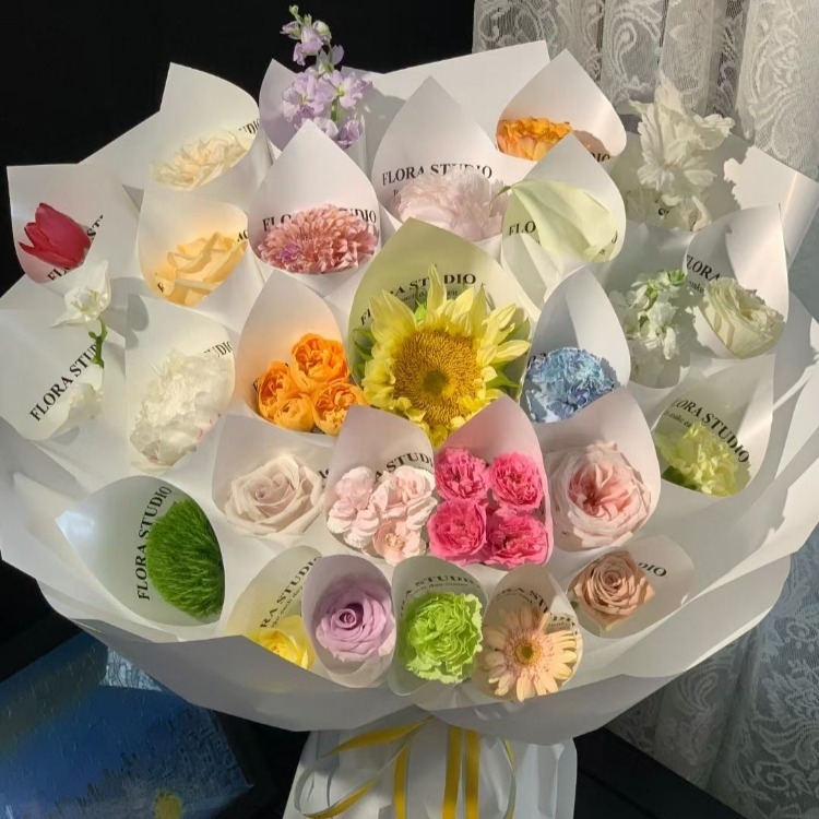 玫瑰混搭繡球花，康乃馨，非洲菊花束(fl00019-0003)