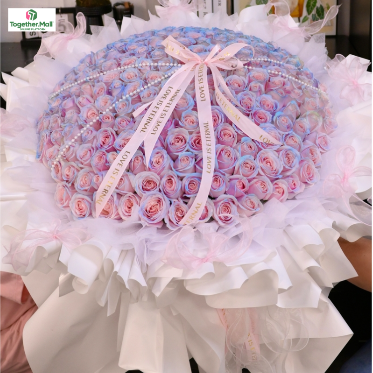 199 Pink Blue Rose (spray color)  Bouquet(fl00026-0119)