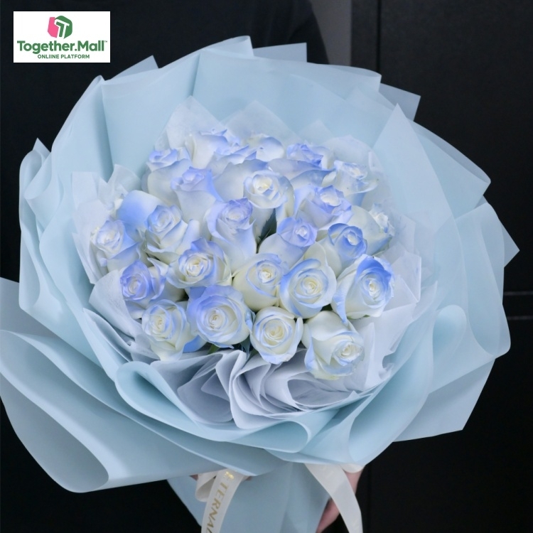 25枝碎冰藍玫瑰（噴色）花束(fl00026-0067)