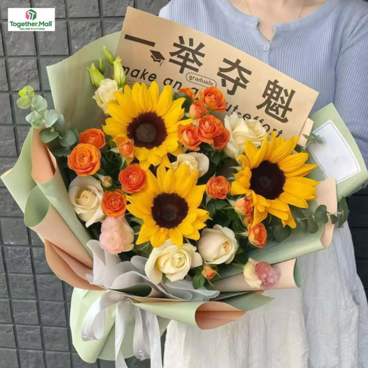 向日葵混搭玫瑰花束(fl00026-0049)
