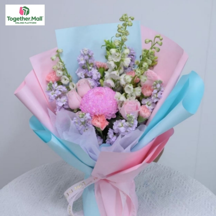 牡丹菊混合粉色玫瑰花束(fl00026-0073)