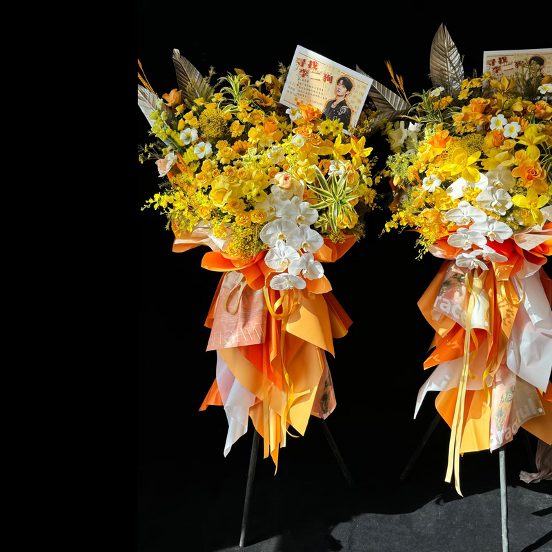 蝴蝶兰混搭玫瑰，向日葵花籃(fl00026-0133)