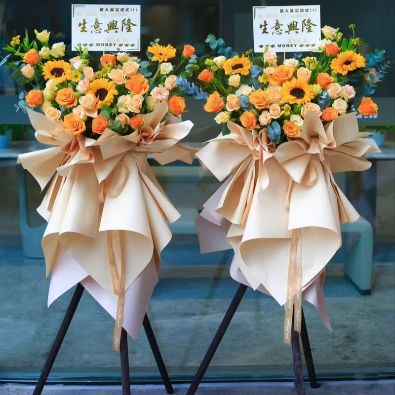 向日葵混搭玫瑰花籃(fl00026-0136)