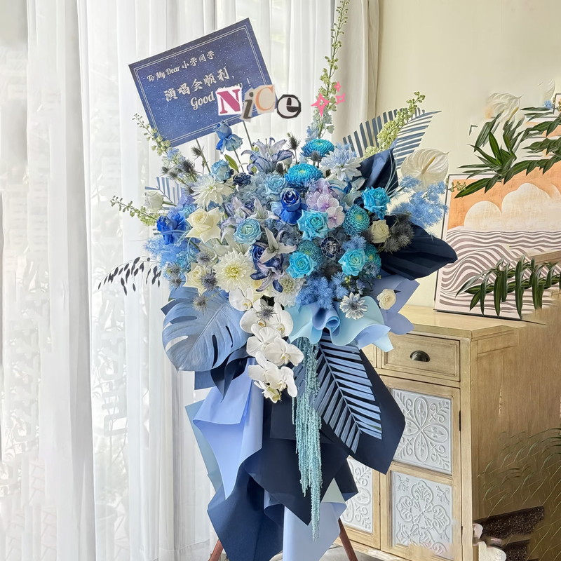 Double lily, Phalaenopsis and peony chrysanthemum mixed flower basket(fl00026-0157)