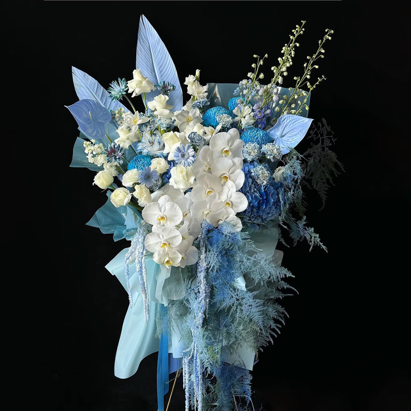 Hydrangea, Phalaenopsis and Tulip mixed flower basket(fl00026-0162)
