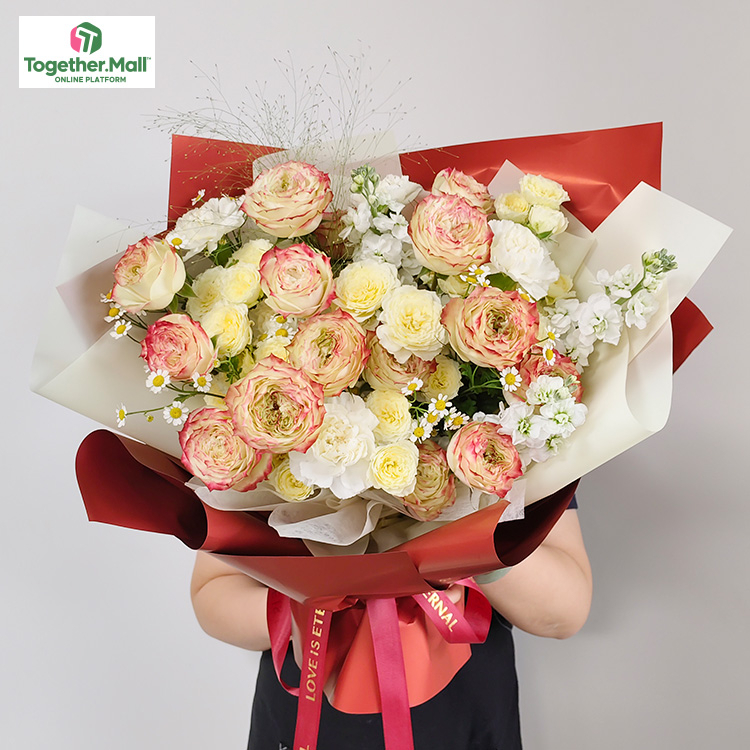 In stock - Apple Jack Rose Mix Warm Multi-head Rose Bouquet fl0000-250921-001