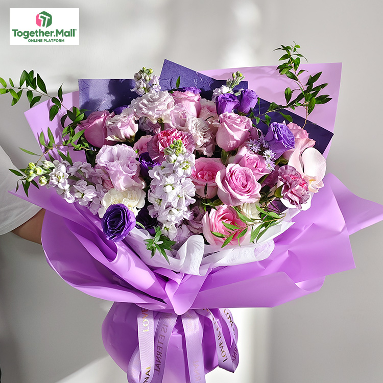 In stock - Phalaenopsis and rose bouquet fl0000-XH0084-251009