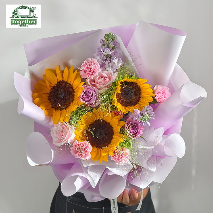 向日葵混搭康乃馨、玫瑰花束fl0000-XH0130