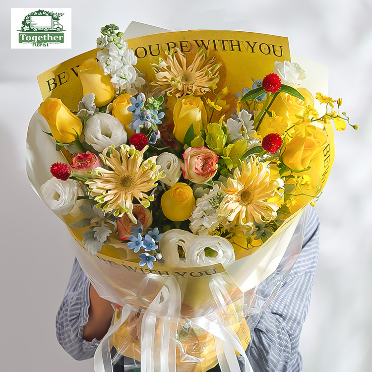 拉絲菊混搭月光漫步玫瑰，蘋果傑克玫瑰花束fl0000-XH0131