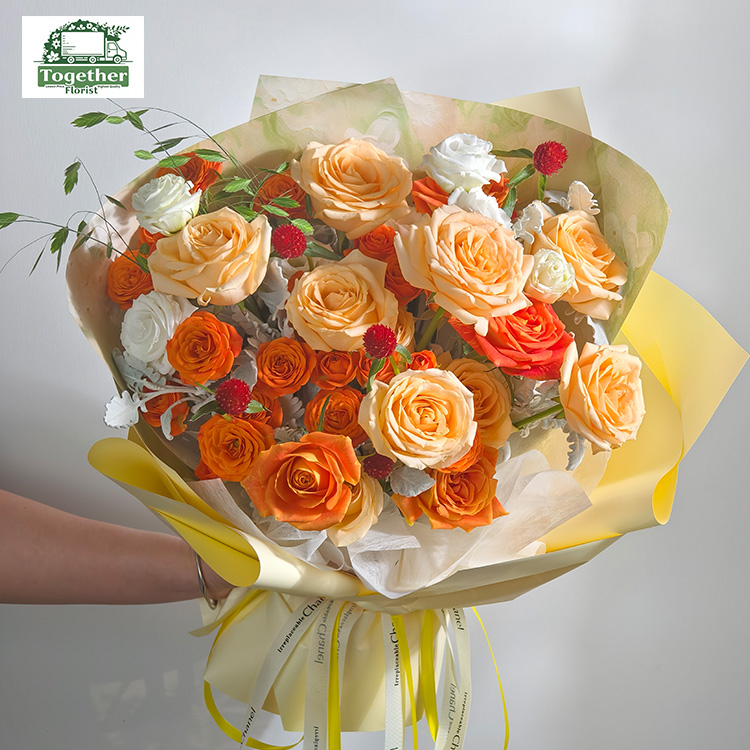 歡樂頌玫瑰混搭香檳玫瑰、多頭玫瑰花束fl0000-XH0138