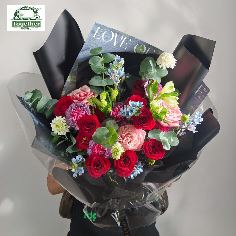 高原紅玫瑰混搭閨蜜玫瑰、六初花花束fl0000-XH0141