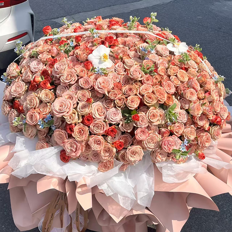 1314枝卡布奇洛玫瑰混搭多頭玫瑰花束fl00026-0214